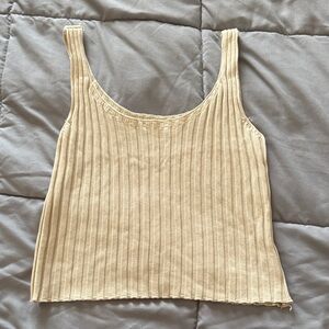 Ribbed Cream Tank Top